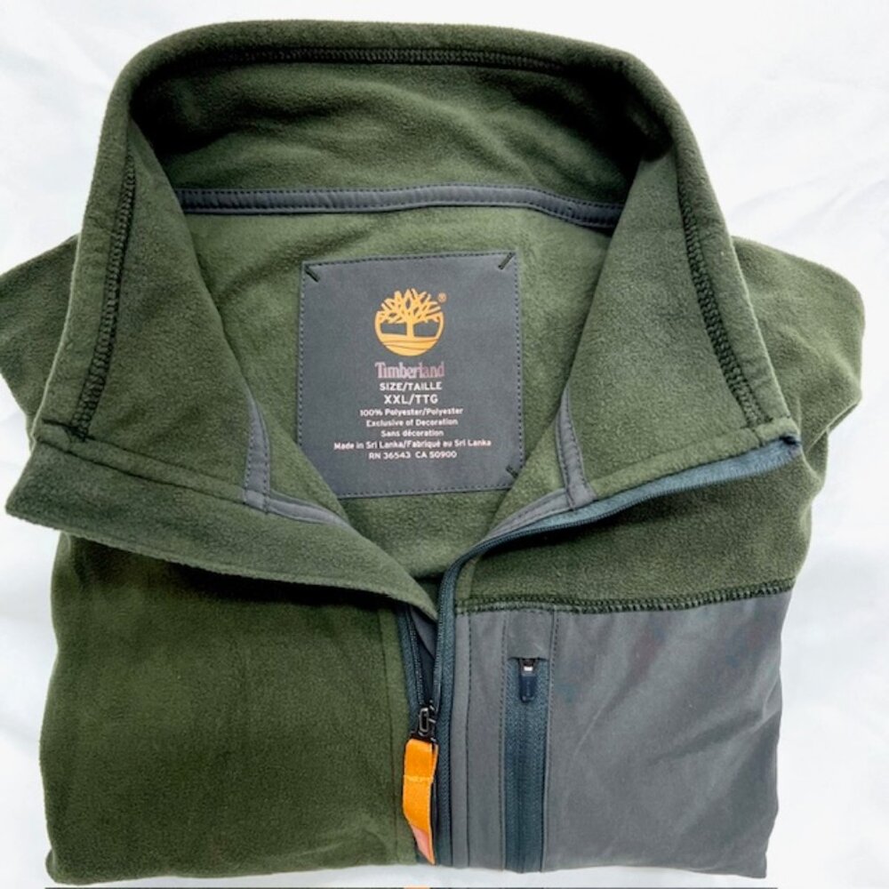 Vintage Timberland  Fleece Sweater Pull Over Zip 1/4  Olive XXL/TTG (31)